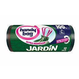 Handy Bag Sacs poubelle 100L à liens ultra-résistants, 10 sacs de 100L