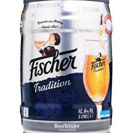 Bière blonde Fischer 5 litres 6,0% vol. avec robinet Fût Party JETABLE