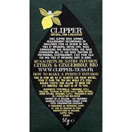 CLIPPER Infusion citron gingembre BIO 20 sachets