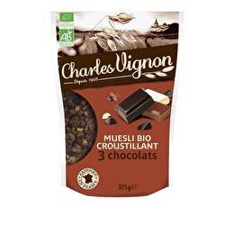 CHARLES VIGNON Muesli croustillant 3 chocolats BIO