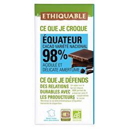 ETHIQUABLE Chocolat noir 98% cacao équateur BIO