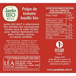 JARDIN BIO ÉTIC Pulpe de tomate basilic BIO