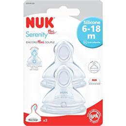 NUK Tétines silicone x2 col large serenity lait infantile - 6/18 mois