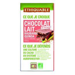 ETHIQUABLE Chocolat lait 42% rhubarbe quinoa Pérou