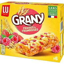 GRANY LU Barres de céréales fraise framboise x6