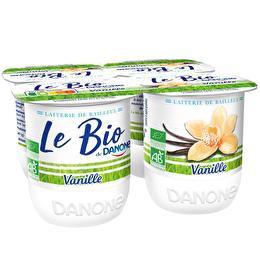 Yaourt sucré à l'arôme naturel de vanille Bio, Danone (4 x 125 g