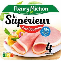 FLEURY MICHON Jambon Le Supérieur avec couenne -25 % sel 4 tranches