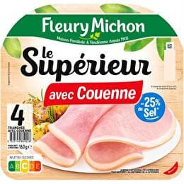 FLEURY MICHON Jambon Le Supérieur avec couenne -25 % sel 4 tranches