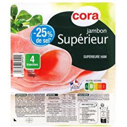 CORA Jambon cuit supérieur  - x 4 tranches soit 160 g