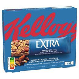 KELLOGG'S Extra barres amandes grillées et chocolat au lait x4