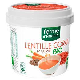 FERME D'ANCHIN Soupe lentilles corail & cumin pot micro ondable 30cl bio