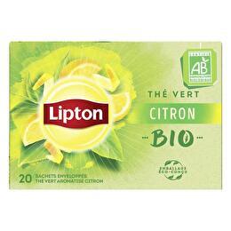 LIPTON Thé vert citron BIO 20 sachets