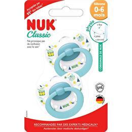 Sucettes rose silicone 0-6 mois Classic NUK