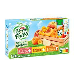 Materne Pom potes compote gourdes sans sucres pomme abricot mirabelle,  pomme abricot pêche 4x90g 