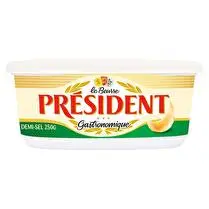 Président, Beurre gastronomique demi-sel 80% MG beurrier