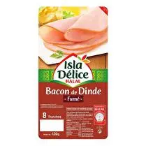 Isla délice, Bacon de dinde fumé Halal x8
