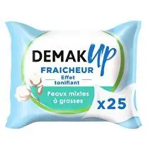 Demak up, Lingettes démaquillantes Fraicheur Peau mixte à grasse x25