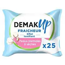 Demak up, Lingettes démaquillantes Fraicheur Peau Normale à  sèche x25