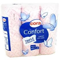 CORA Papier toilette confort rose triple épaisseur