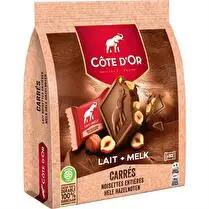 Côte d'or, Carrés au chocolat au lait aux noisettes entières