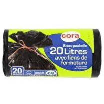 Cora, Sacs poubelle avec liens de fermeture 20L