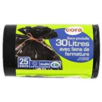 Cora, Sacs poubelle avec liens de fermeture 30L