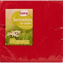 Cora, Serviettes rouges 33x33cm