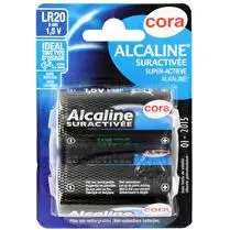 Cora, Piles alcalines suractivées D LR20 x2