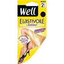 Well, Mi Bas elastivoile satiné x2, coloris noir, taille unique