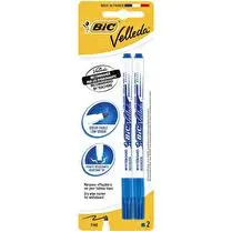 Bic, blister de 2 feutres velleda bleus pointe fine