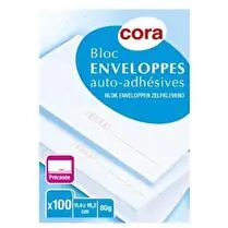 Cora, 100 enveloppes auto adhésives 114x162, détachables avec pré-casage.