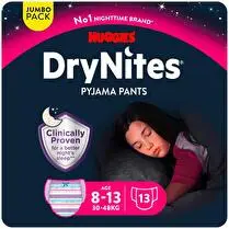 Dry Nites, Pants fille 8-13 ans  30-48kg x13