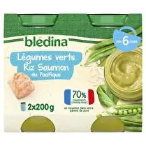 Blédina, Pots légumes verts riz saumon du pacifique