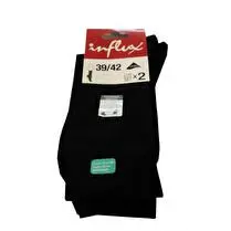 Influx, Mi chaussettes x 2 unies bio, Noir, 43/46