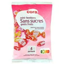 Cora, Mini bonbons sans sucres arômes fruits
