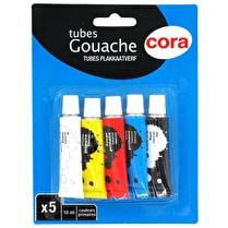 Cora, blister de 5 tubes de gouaches 10 ml coloris primaires