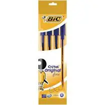 Bic, Stylos bille cristal pointe fine bleu x4