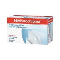 Mercurochrome, Compresses stériles 20 cm x 20 cm