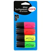 Cora, Surligneur mini pointe biseautée x4