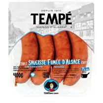 Tempé, Saucisse fumée d'alsace boyau naturel x4