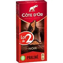Côte d'or, Chocolat noir fourré praliné noisettes