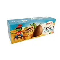 Cora, Oeufs surprises au chocolat lait / chocolat blanc x3
