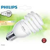 Philips, Ampoule tornado T2 E27-23W blanc chaud