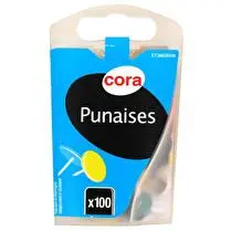 Cora, punaise couleur 10mm  x100 boite distributrice   cora