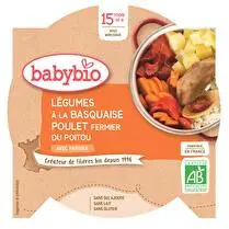 Babybio, Légumes à la basquaise & poulet fermier dès 15 mois BIO