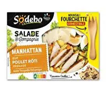 Sodebo, Salade Manhattan (Poulet, pâtes, oeuf, crudités, parmesan)