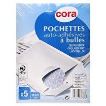 CORA 5 pochettes a bulle auto adhesives 145x215 pefc sous film cora