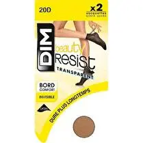 Dim, Socquette Beauty Résist Transparent x 2 Cannelle taille 35/41