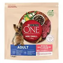 Purina, Croquettes chien Mini Adulte avec du boeuf et du riz