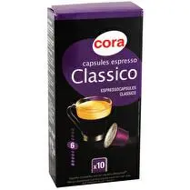 Cora, Capsules espresso classico intensité 6  x10